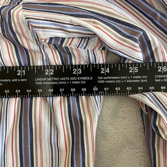 Thomas Dean Shirt Mens Large L Striped Button Up Flip Cuff Shirtmakers Cloth - Picture 7 of 9